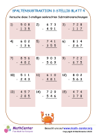 Spaltensubtraktion 3-Stellig Blatt 4