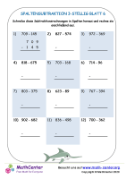 Spaltensubtraktion 3-Stellig Blatt 6