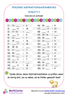 Fehlende Subtraktionsaufgaben Bis 20 Blatt 2