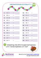 Subtraktion Bis Zu 20 Blatt 1