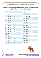 Subtrahieren Von Einern Blatt 1