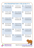 Spaltensubtraktion 5-Stellig Blatt 3