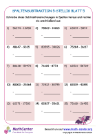 Spaltensubtraktion 5-Stellig Blatt 5