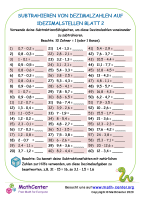 Subtrahieren Von Dezimalzahlen Auf 1Dezimalstellen Blatt 2