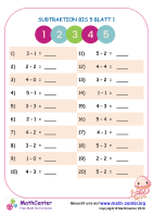 Subtraktion Bis 5 Blatt 1