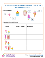 Addition and subtraction up to 10 - Shop No.2