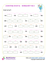 Count by 5s  - worksheet no.3