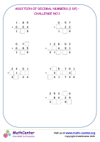 Addition of decimal numbers (1 dp) - challenge no.1