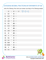 Dividing Decimal Fractions By Exponents Of 10S