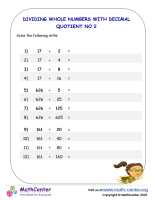 Dividing whole numbers with decimal quotient No.2