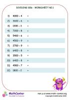 Dividing 100s - worksheet no.1