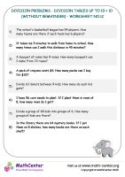 Division problems - division tables up to 10 × 10  (without remainder) - worksheet no.1C