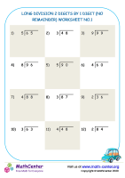 Long division 2 digits by 1 digit (no remainder) worksheet no.1