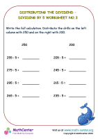 Distributing - dividing by 5 - Worksheet No.3