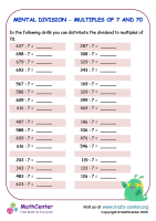 Mental division - multiples of 7 and 70