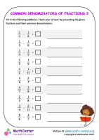 Common denominator of fractions - Worksheet No.3