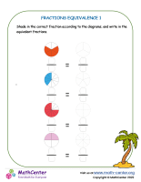 Fraction equivalence (with diagrams) - Worksheet 1