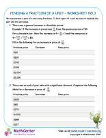 Finding a fraction of a unit - worksheet 3