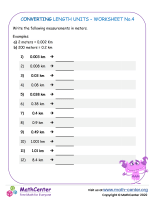 Converting length units - Worksheet No.4