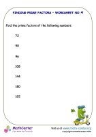 Finding Prime Factors - Worksheet No.4