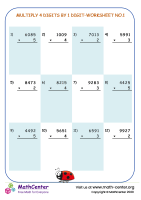 Multiply 4 digits by 1 digit - worksheet no.1