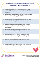 Multiplication problems - multi-digit numbers - worksheet no.1B