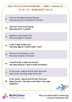 Multiplication problems - times tables up to 10 × 10 - worksheet no.1A