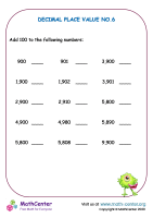 Place value (4 digits) – Worksheet No.6