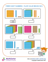 Three Digit Numbers - Place Value Bricks No.1 | Worksheets | Math Center