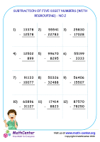 Subtraction of five-digit numbers (with regrouping) - no.2