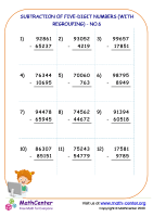 Subtraction of five-digit numbers (with regrouping ) - no.6