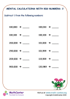 Multi-digit Mental Subtraction Fourth Grade Worksheets | Math activities
