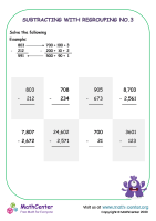 Subtracting multi-digit numbers with regrouping No.3