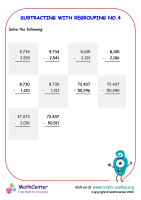 Subtracting multi-digit numbers with regrouping No.4