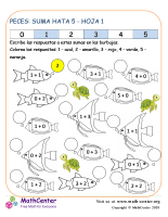 Peces - Suma Entre 5 Hoja 1