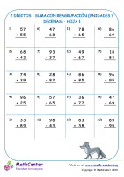 2 Suma de dígitos con reagrupación (unidades y decenas)- Hoja 1