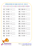 Operaciones De Suma Hasta 20 Hoja 3