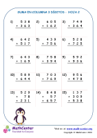 Suma de columna 3 dígitos (pidiendo prestado) - Hoja 2