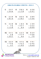 Suma de columna 3 dígitos (pidiendo prestado) - Hoja 4
