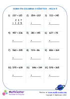 Suma de columna 3 dígitos (pidiendo prestado) - Hoja 5