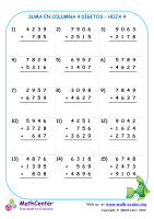 Suma En Columna 4 Dígitos Hoja 4