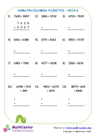 Suma En Columna 4 Dígitos Hoja 6