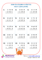 Suma de columnas 4 dígitos (sin pedir prestado) - Hoja 1