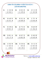 Suma de columnas 4 dígitos (sin reagrupar) - Hoja 1