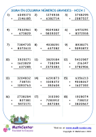 Suma En Columna Números Grandes Hoja 1
