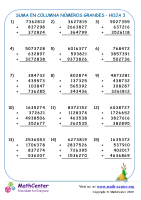 Suma En Columna Números Grandes Hoja 3