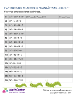 Factorizar Ecuaciones Cuadráticas - Hoja 11