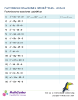Factorizar Ecuaciones Cuadráticas - Hoja 8