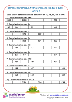 Contando Hacia Atrás En 1S, 2S, 5S, 10S Y 100S Hoja 3