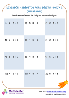 División (sin resto) 2 dígitos por 1 dígito - Hoja 2